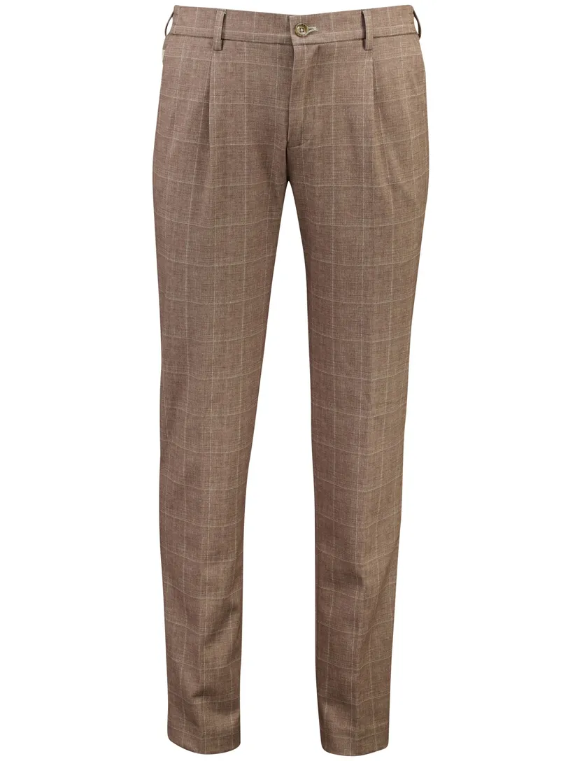 Pantalon Blue Industry roze geruit bandplooi