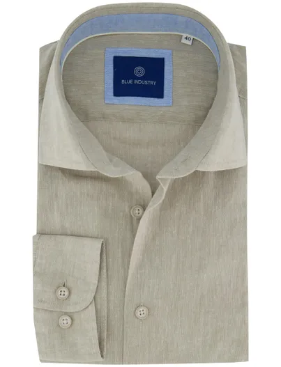 Blue Industry Blue Industry overhemd linnenblend groen