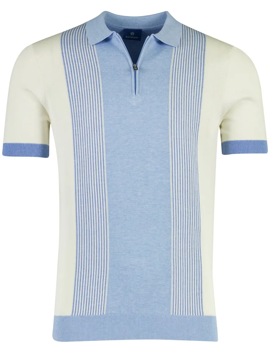 Blue Industry polo met rits lichtblauw