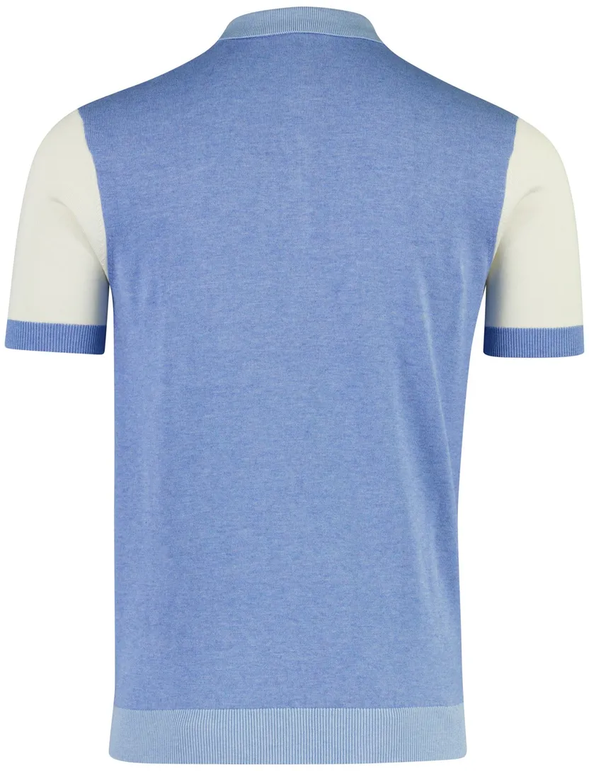 Polo korte mouw Blue Industry lichtblauw rits met boord
