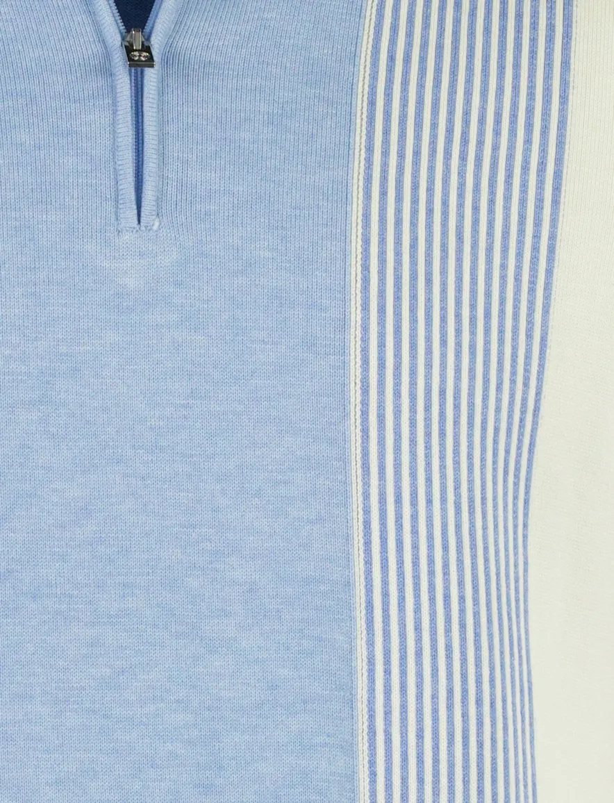 Blue Industry polo met rits lichtblauw