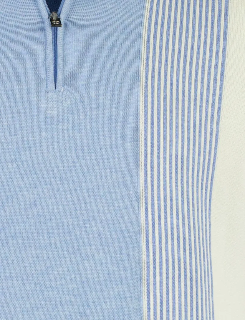 Polo korte mouw Blue Industry lichtblauw rits met boord