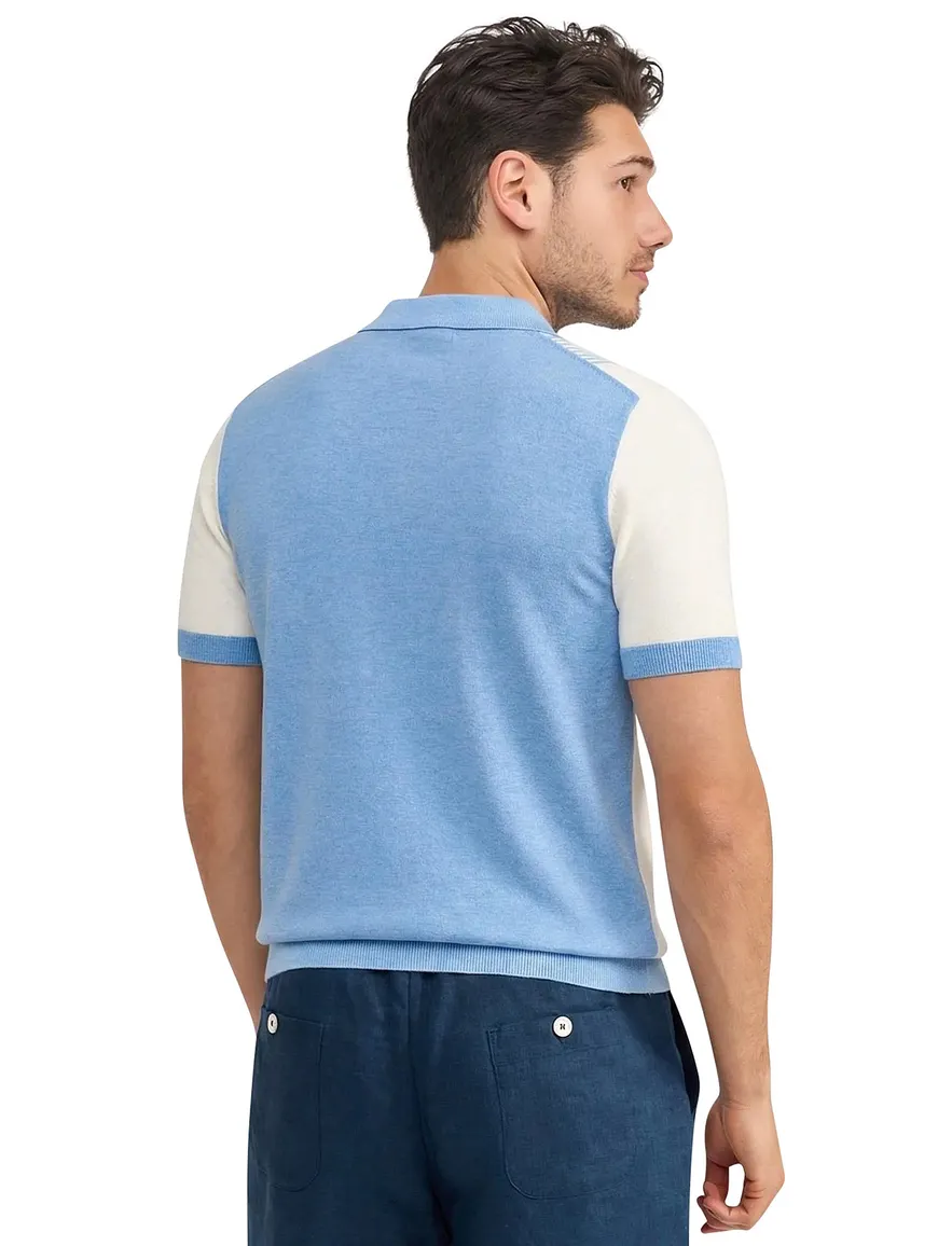 Blue Industry polo met rits lichtblauw