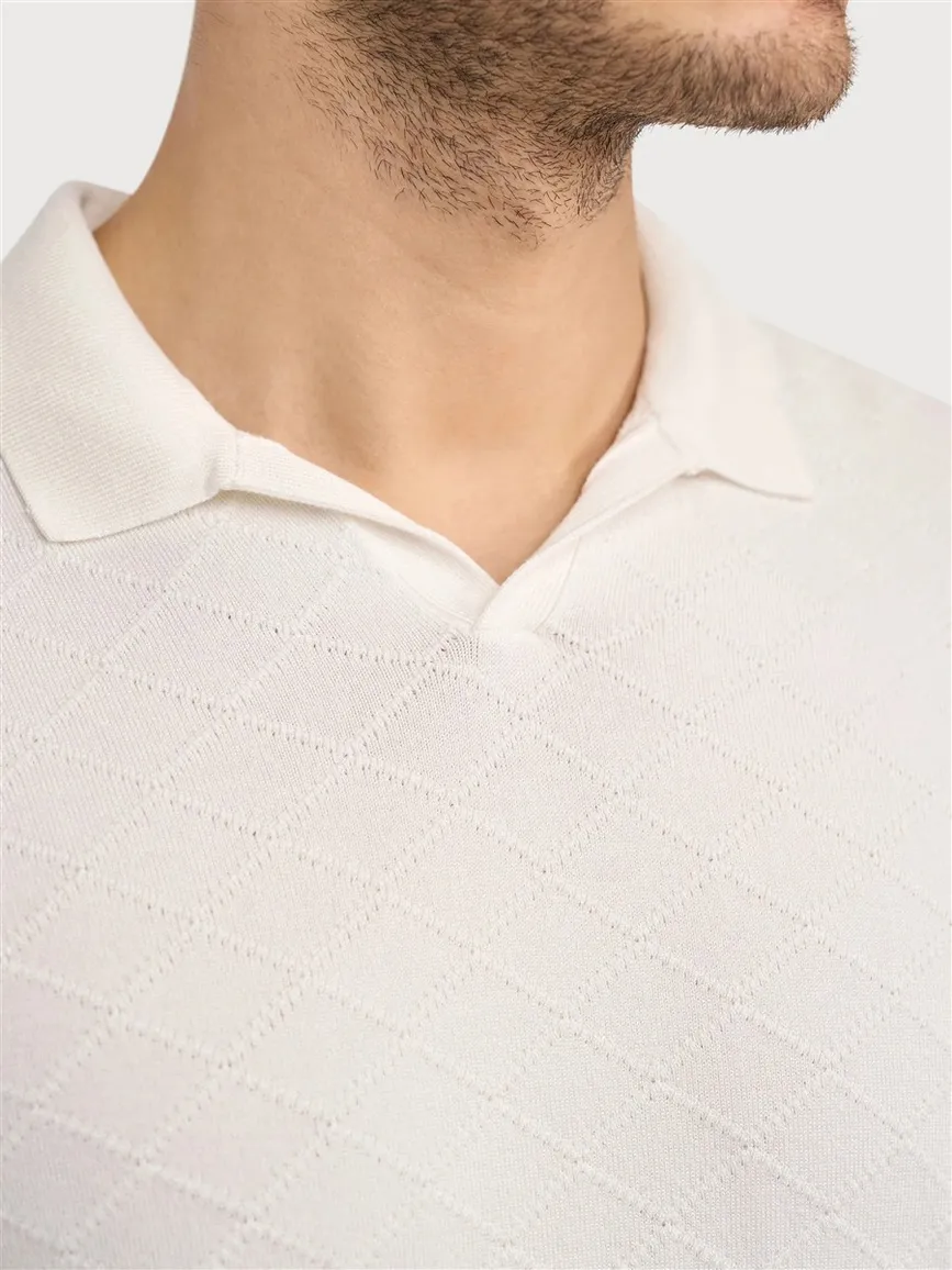 Poloshirt korte mouw Blue Industry creme v-hals