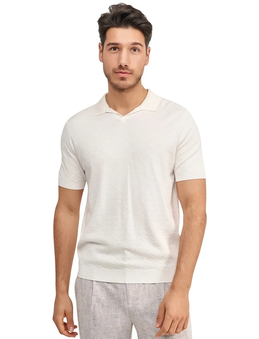 Poloshirt korte mouw Blue Industry creme v-hals