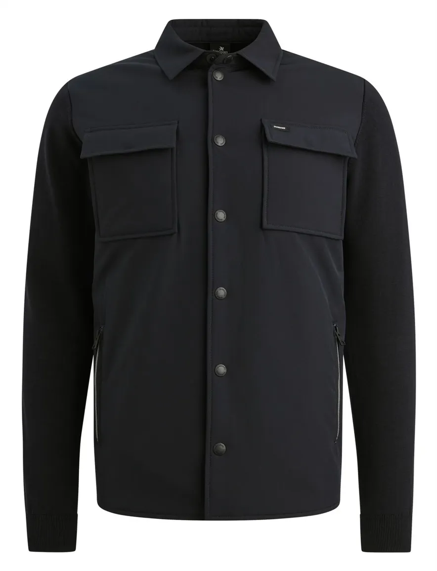Vanguard donkerblauw overshirt effen borstzakken
