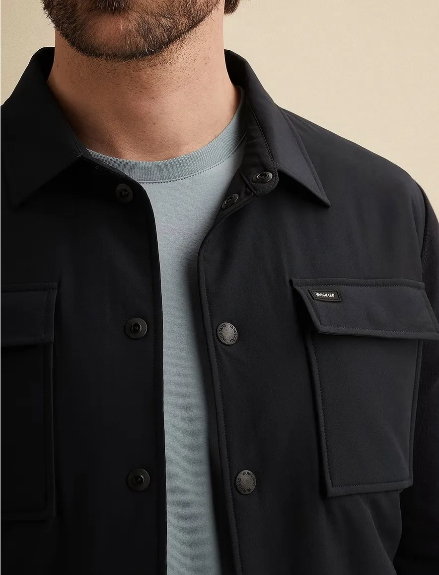 Vanguard donkerblauw overshirt effen borstzakken