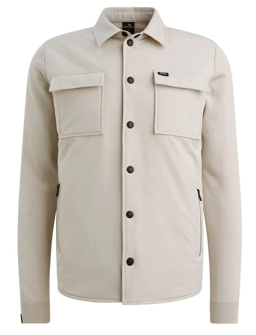 Vanguard overshirt normale fit beige effen