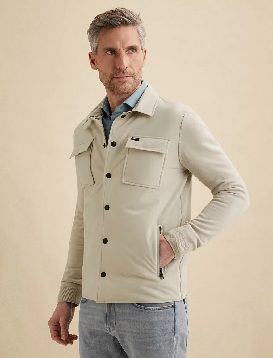 Vanguard overshirt normale fit beige effen