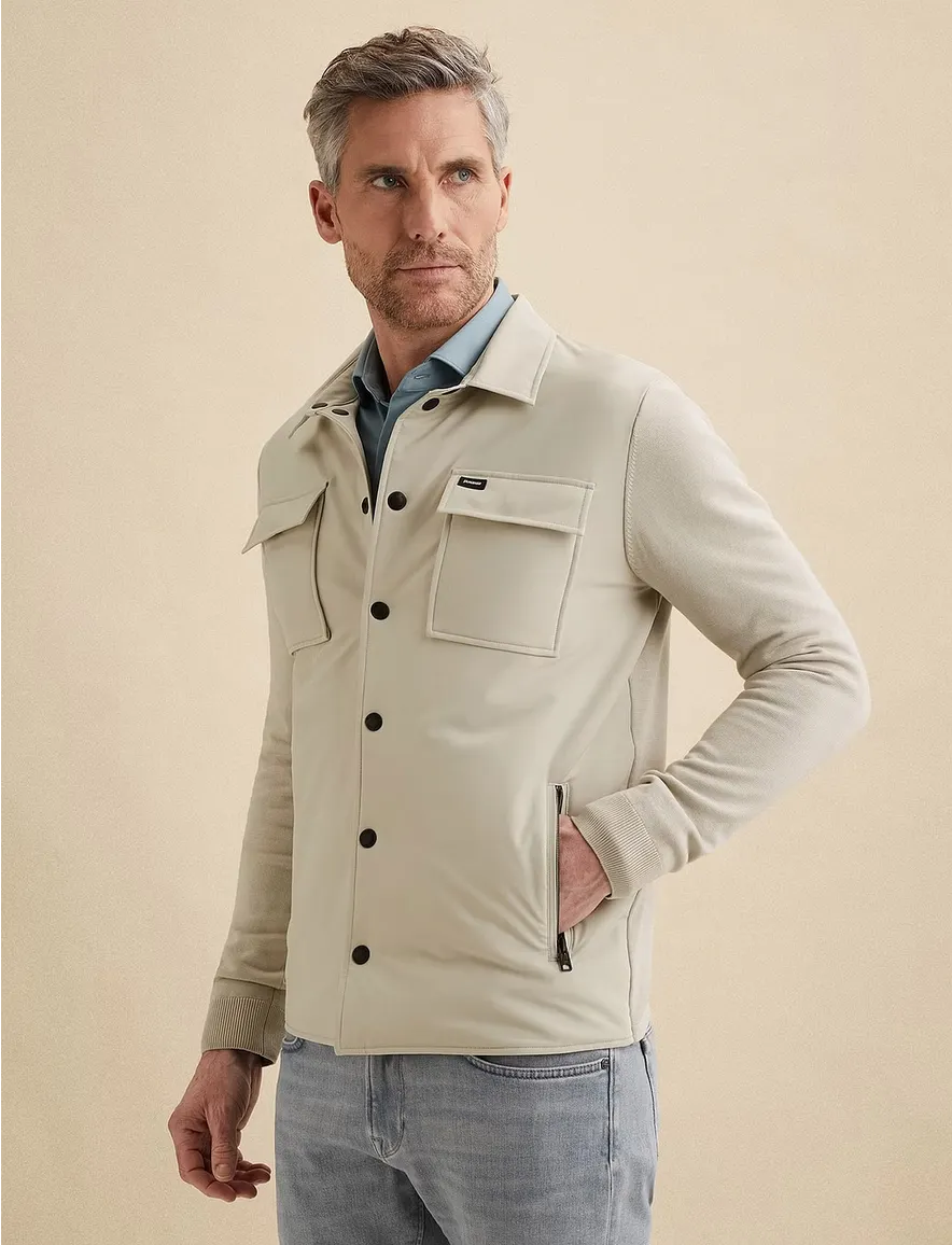 Vanguard overshirt normale fit beige effen