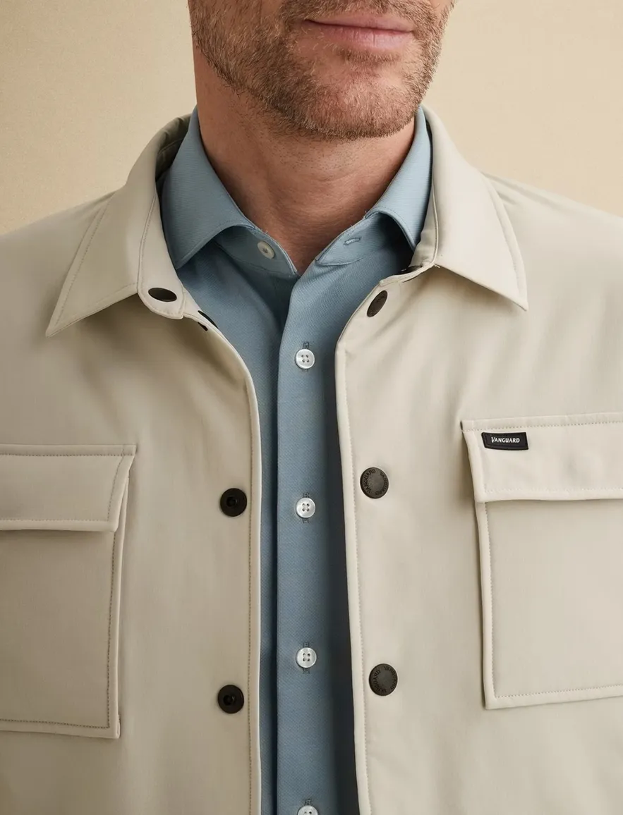 Vanguard overshirt normale fit beige effen