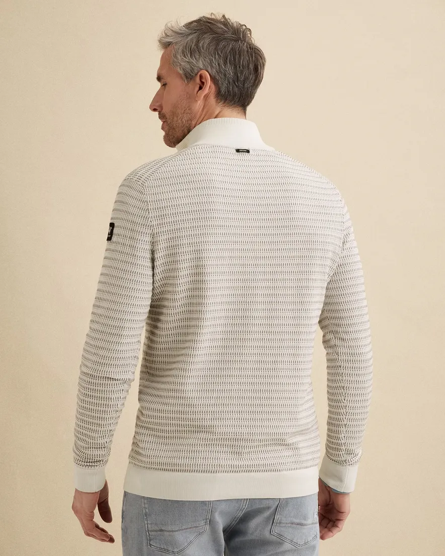 Vanguard trui beige effen met structuur half zip