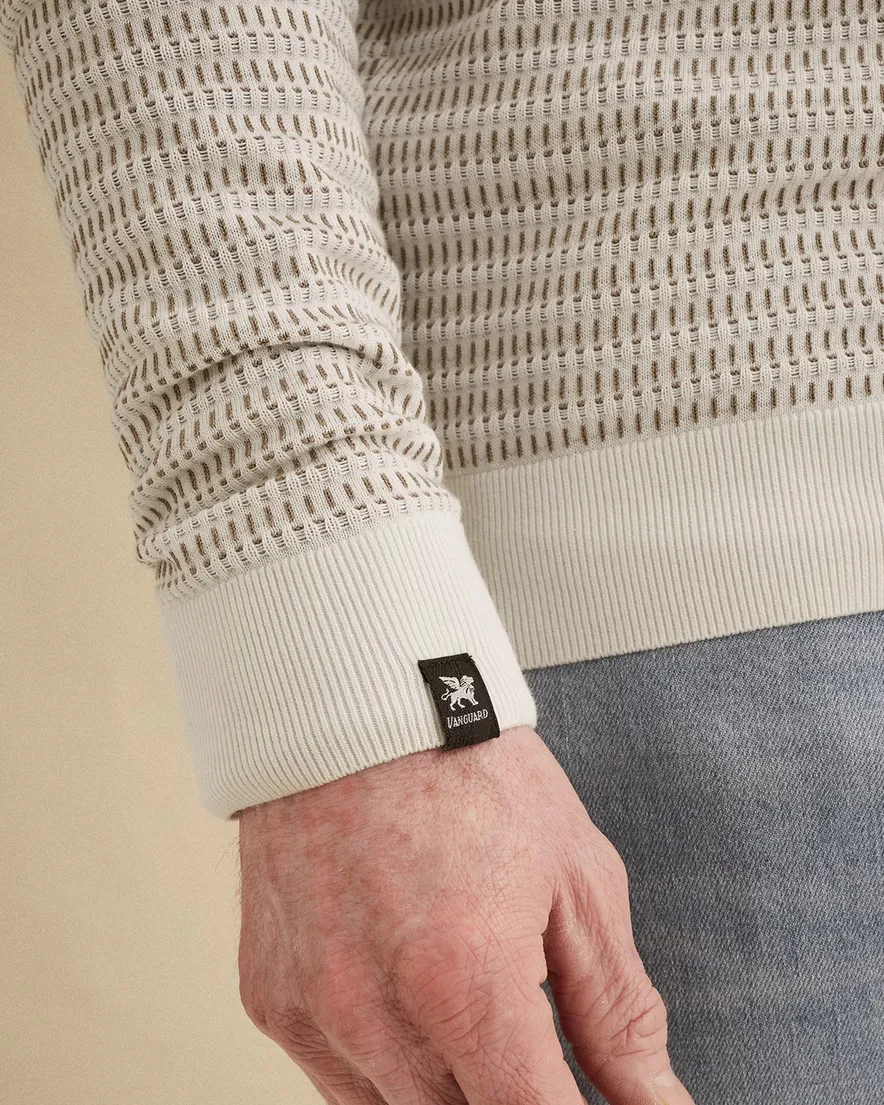 Vanguard trui half zip beige met structuur