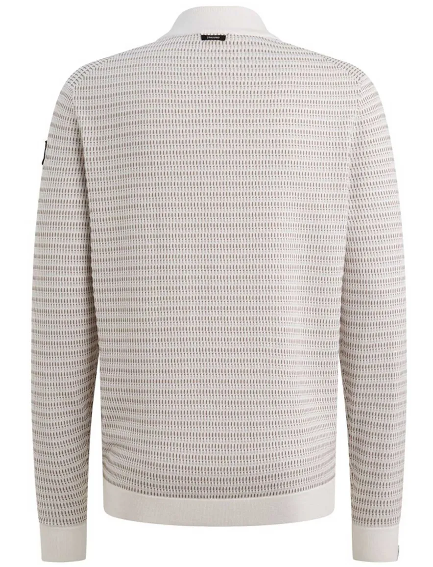 Vanguard trui beige effen met structuur half zip