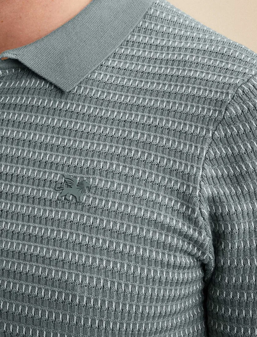 Turquoise poloshirt Vanguard gebreid 3 knopen