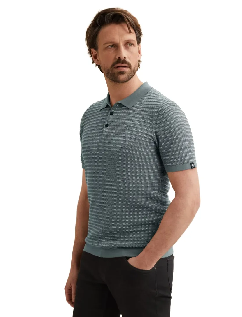 Turquoise poloshirt Vanguard gebreid 3 knopen