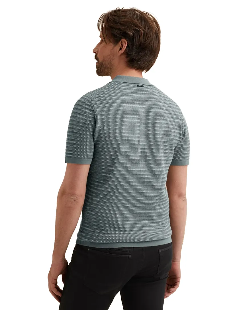 Turquoise poloshirt Vanguard gebreid 3 knopen