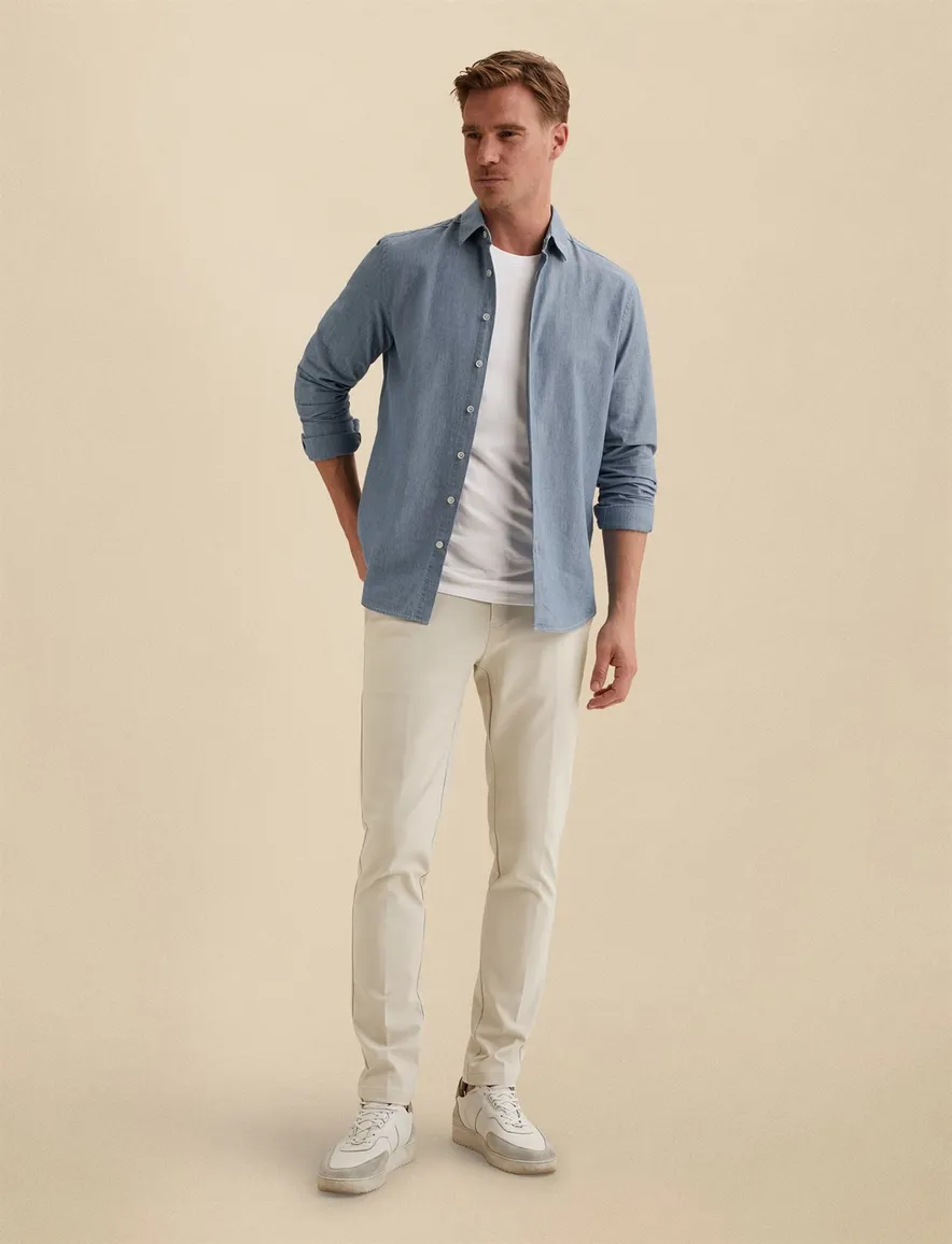 Vanguard Overhemd donkerblauw spijker look