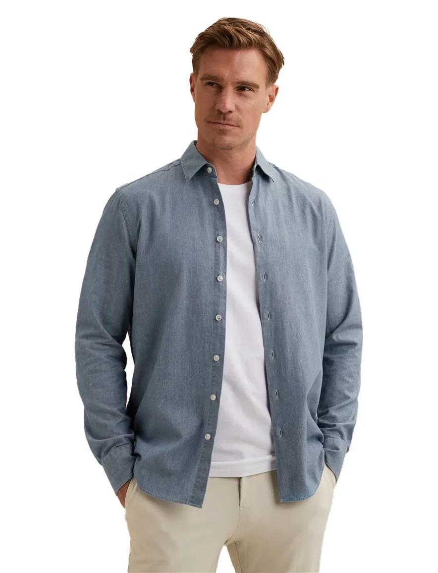 Vanguard Overhemd donkerblauw spijker look