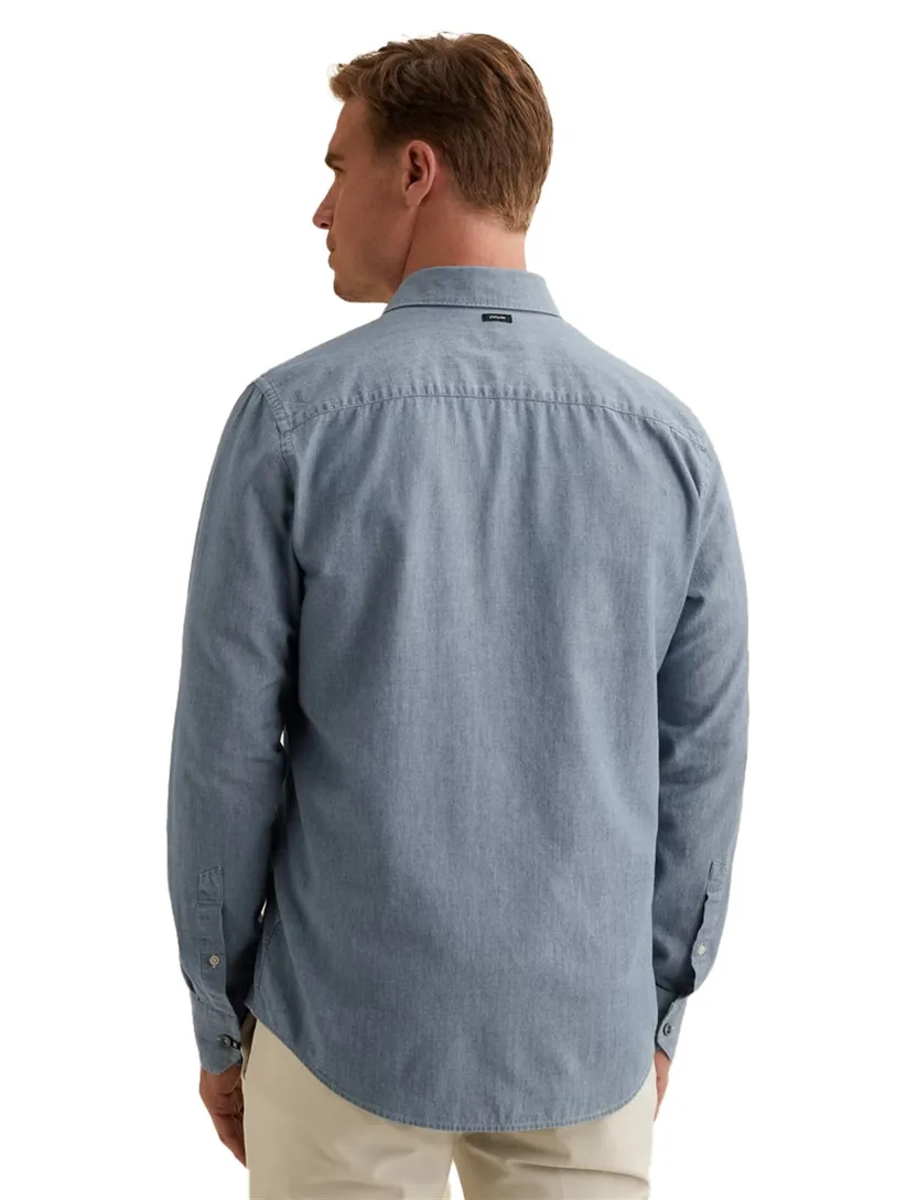 Donkerblauw overhemd Vanguard semi-wide collar