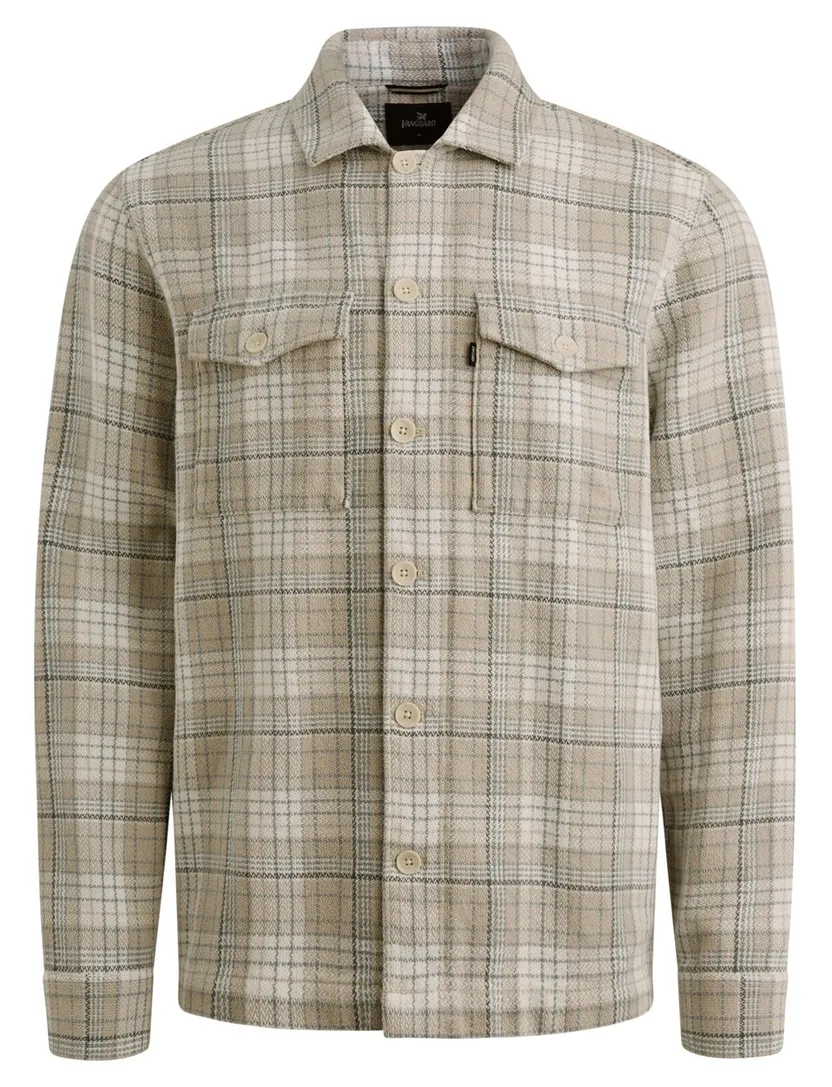 Geruit Vanguard overshirt beige normale fit