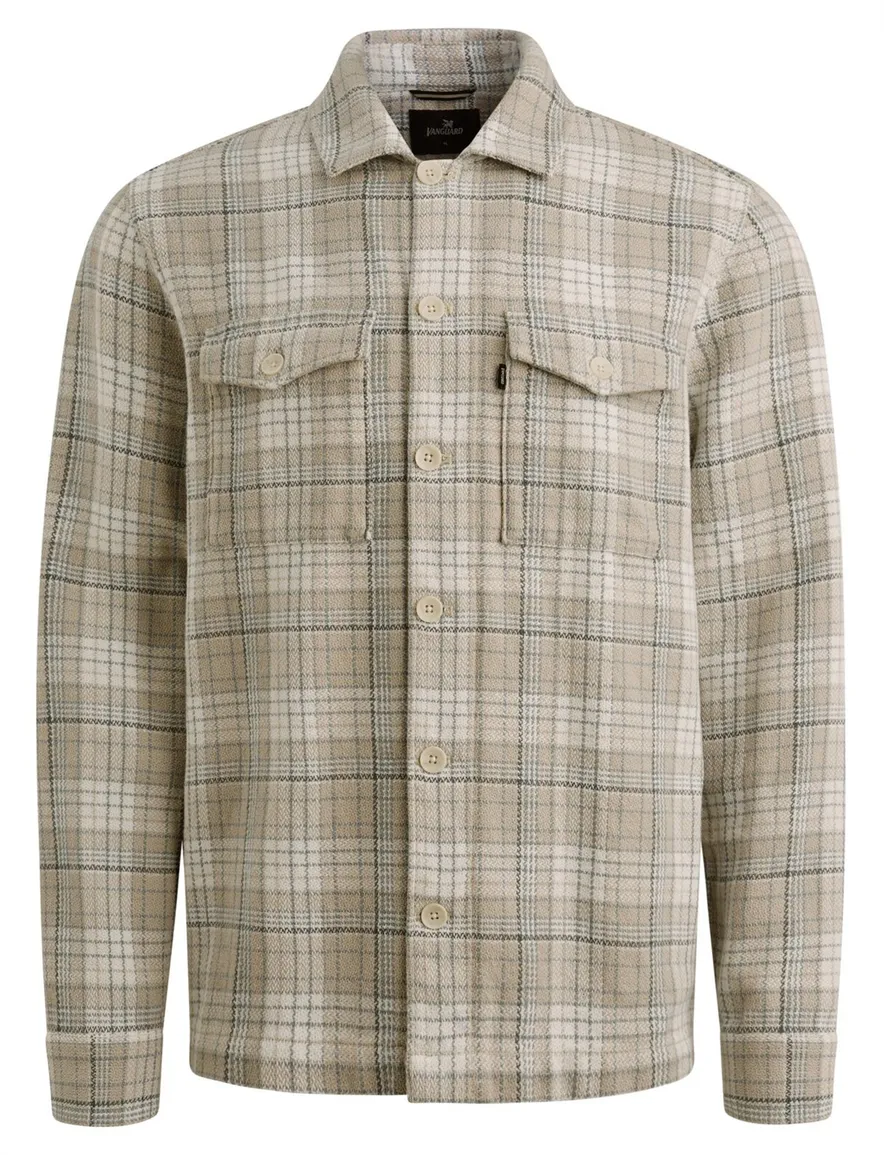 Vanguard overshirt beige dubbele borstzak geruit