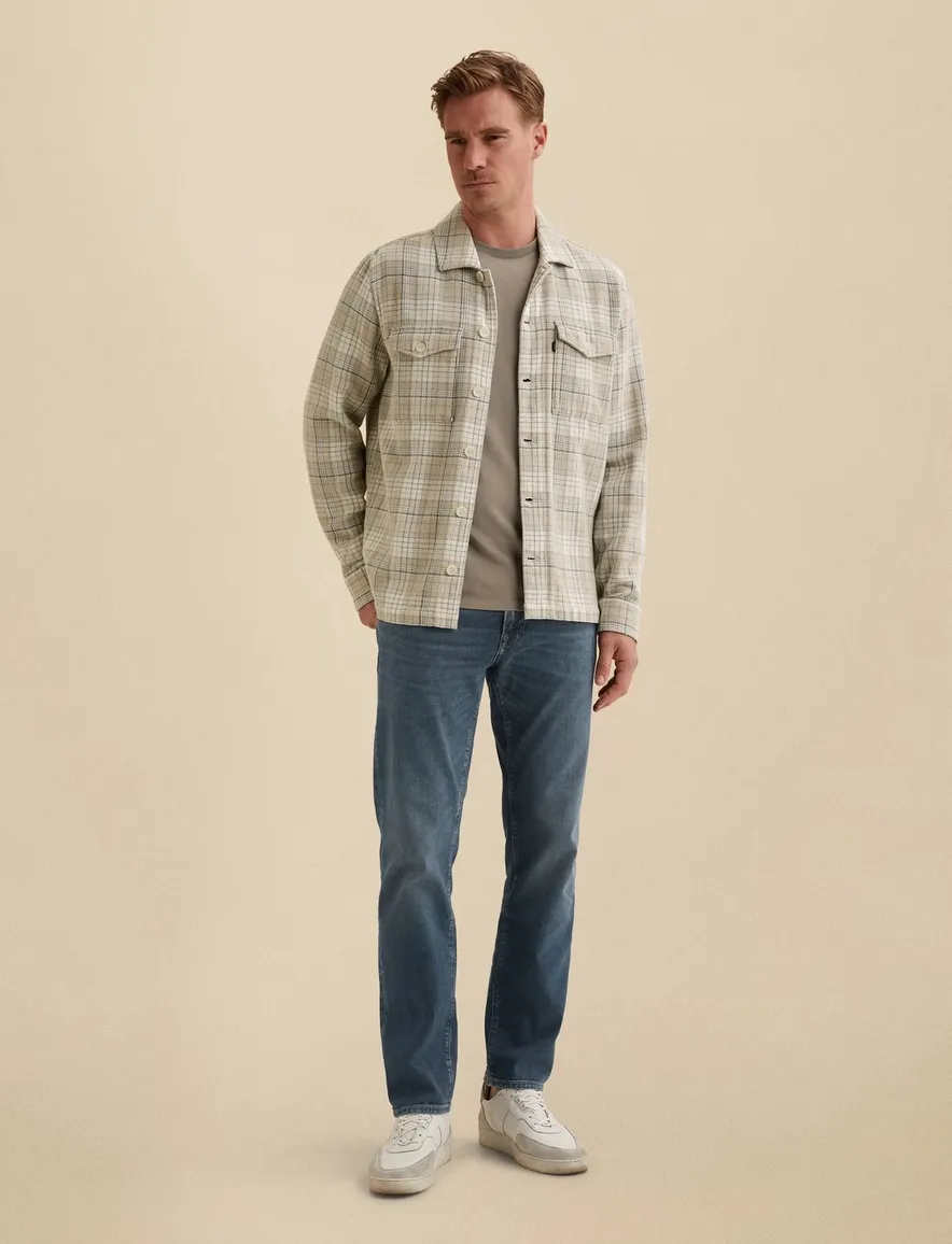 Vanguard overshirt beige dubbele borstzak geruit