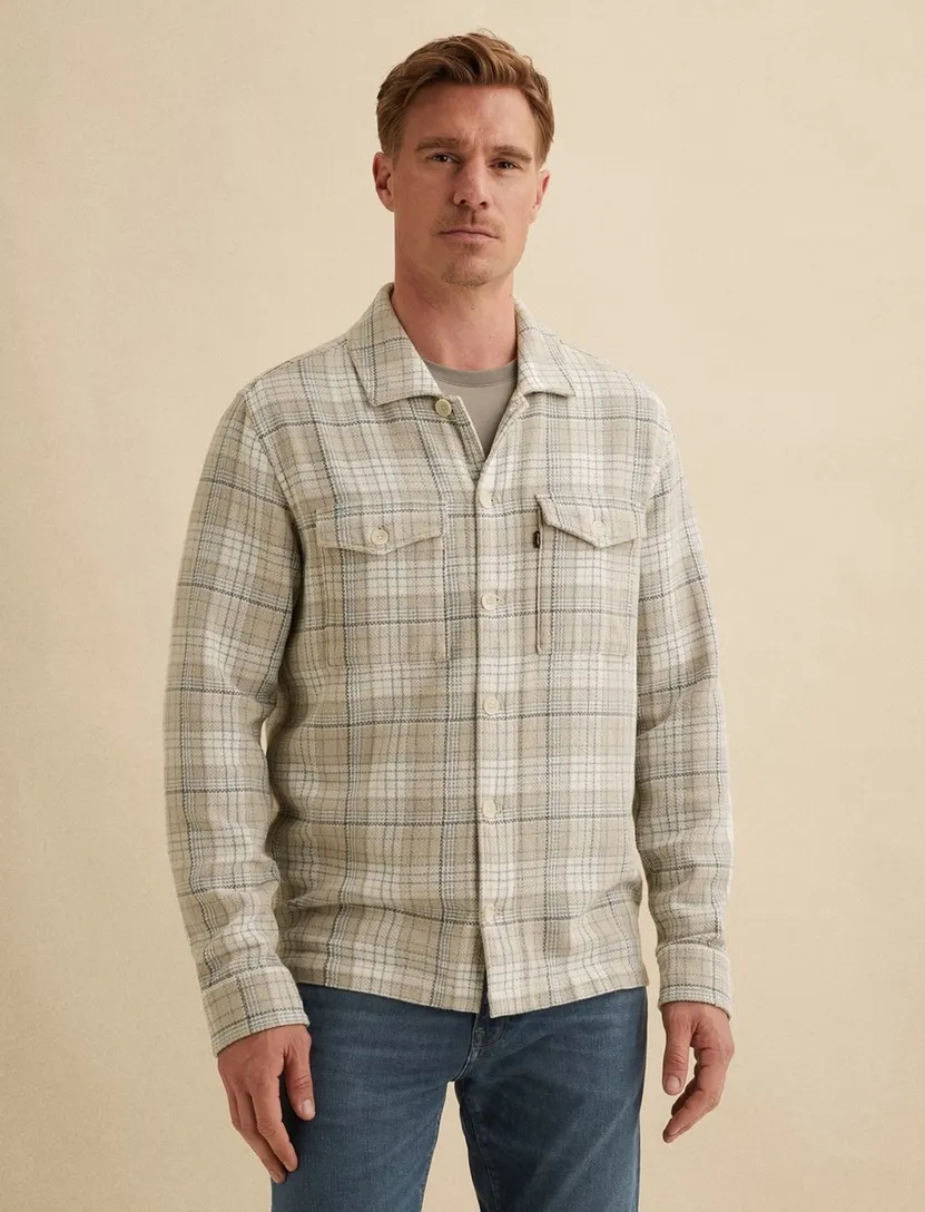 Geruit Vanguard overshirt beige normale fit