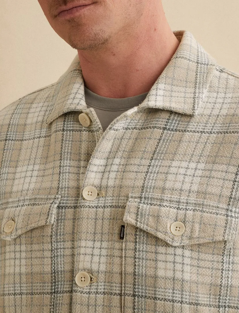 Geruit Vanguard overshirt beige normale fit