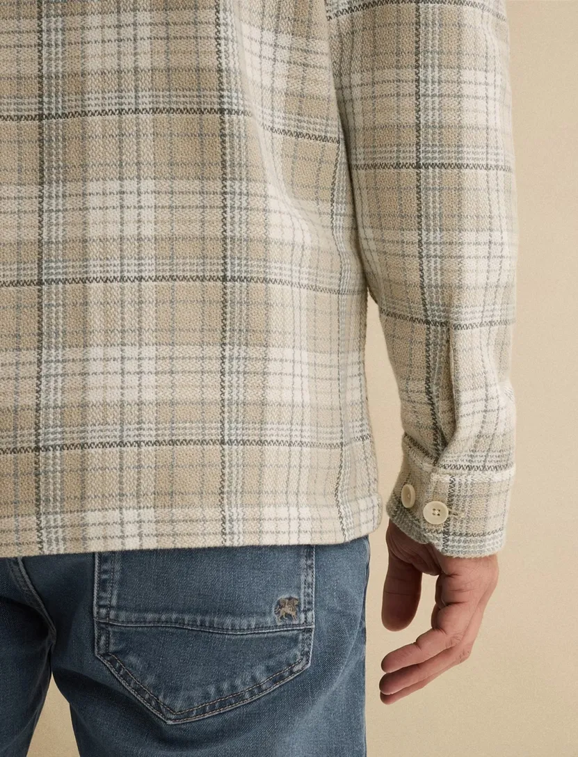 Geruit Vanguard overshirt beige normale fit
