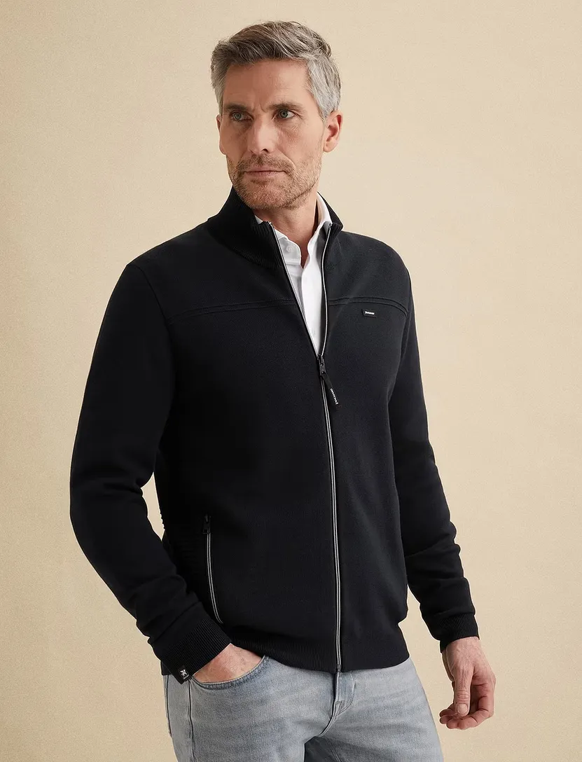 Vanguard Vest donkerblauw katoen modal gebreid