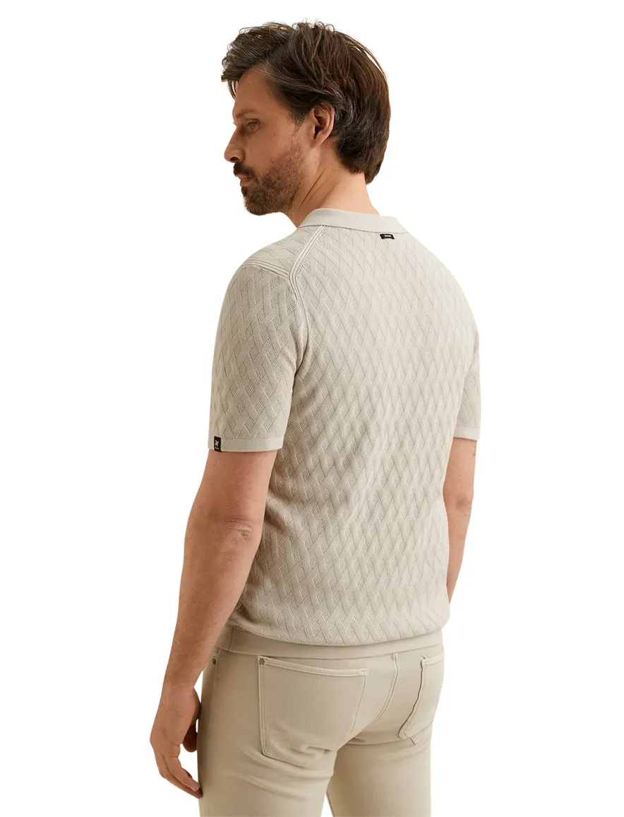 Vanguard Polo korte mouw beige ruit structuur