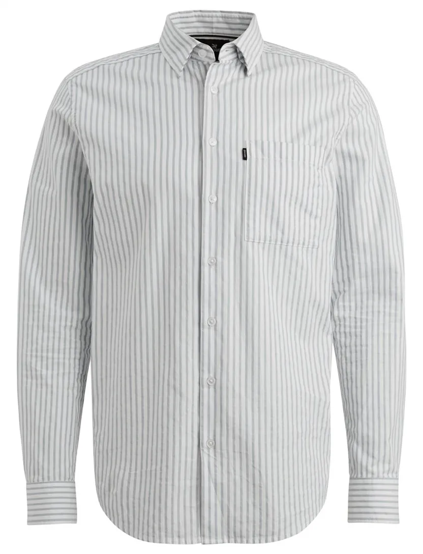 Blauw wit strepen overhemd Vanguard semi-wide collar