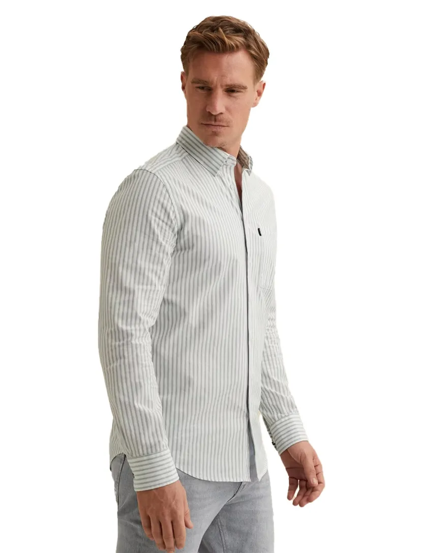 Blauw wit strepen overhemd Vanguard semi-wide collar