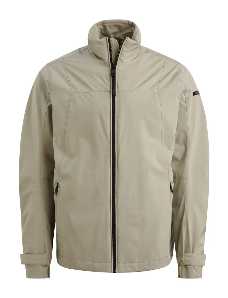 Beige softshell jas Cast Iron mouwboord met knoop