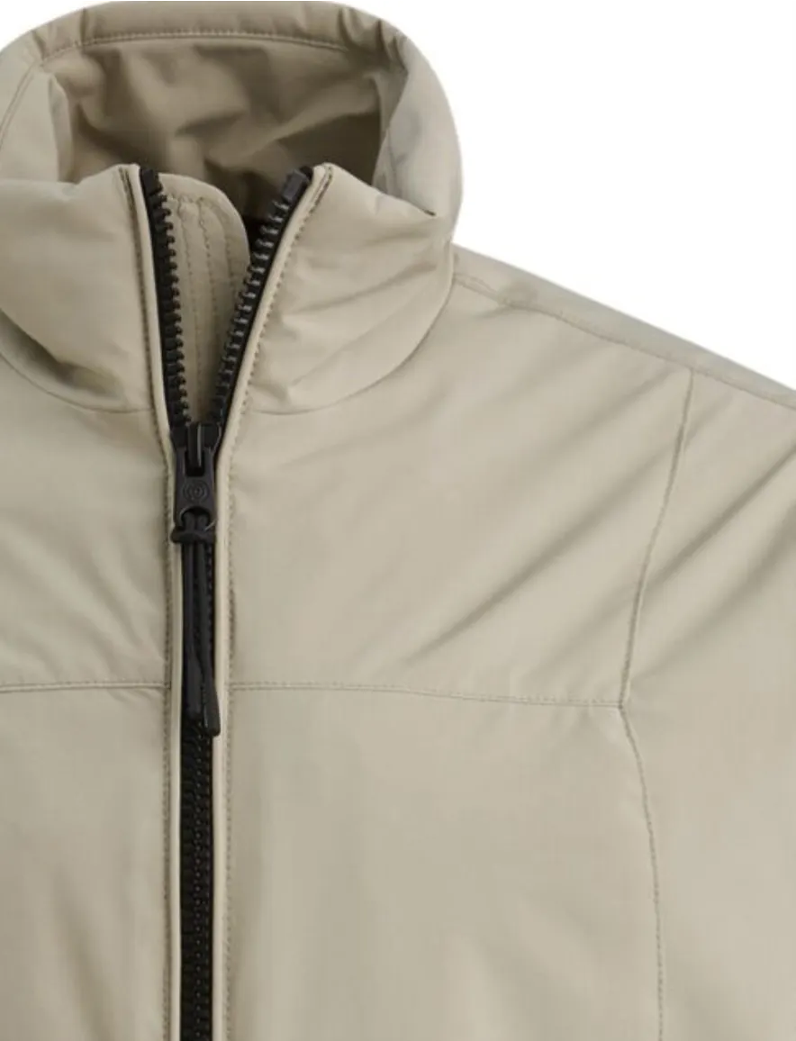 Beige softshell jas Cast Iron mouwboord met knoop