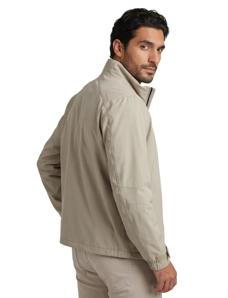 Beige softshell jas Cast Iron mouwboord met knoop