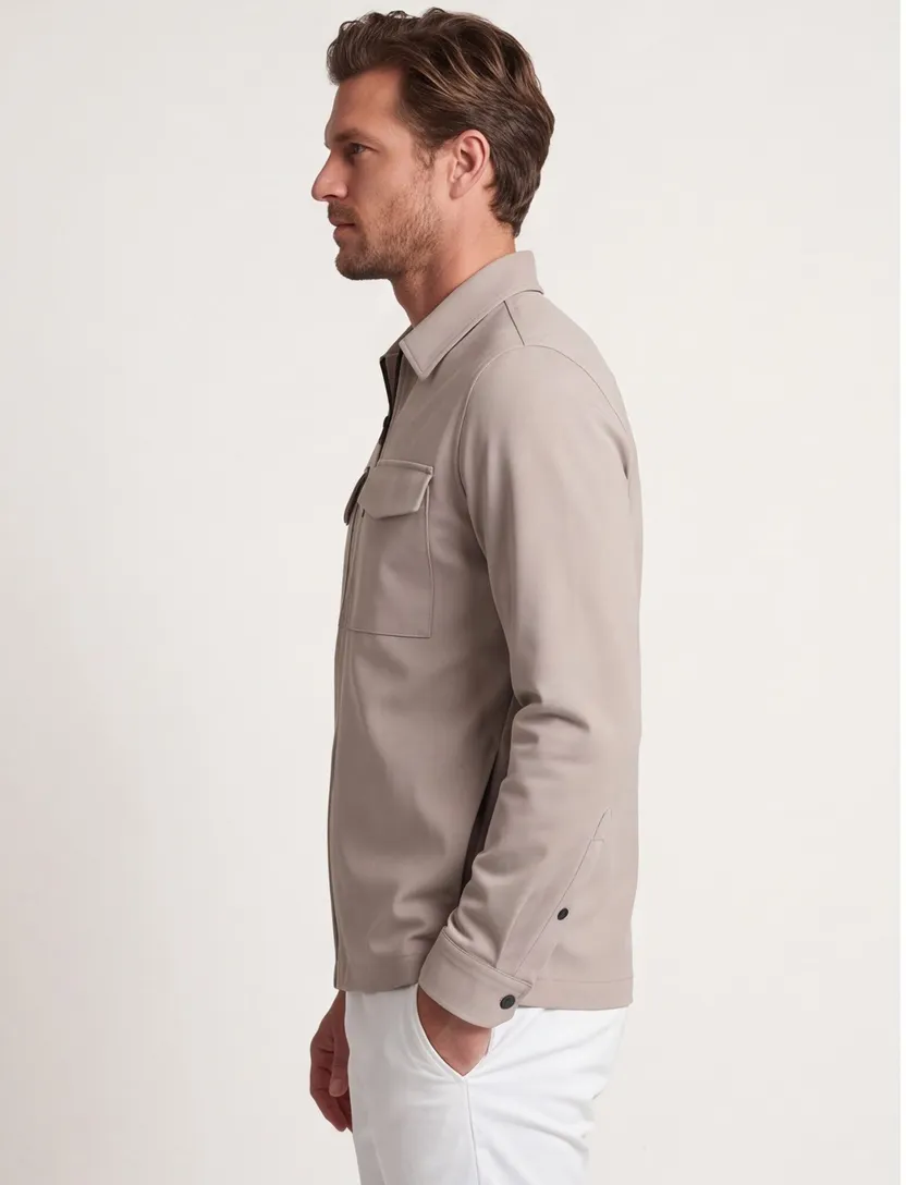 Overshirt Cast Iron beige borstzakken