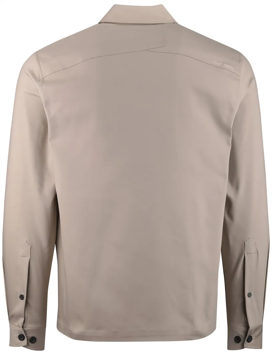 Beige overshirt Cast Iron rits borstzakken normale fit