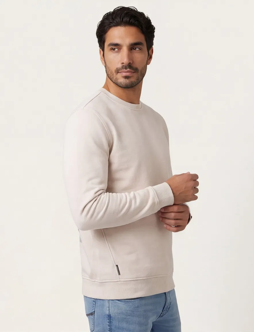 beige sweater Cast Iron ronde hals backprint