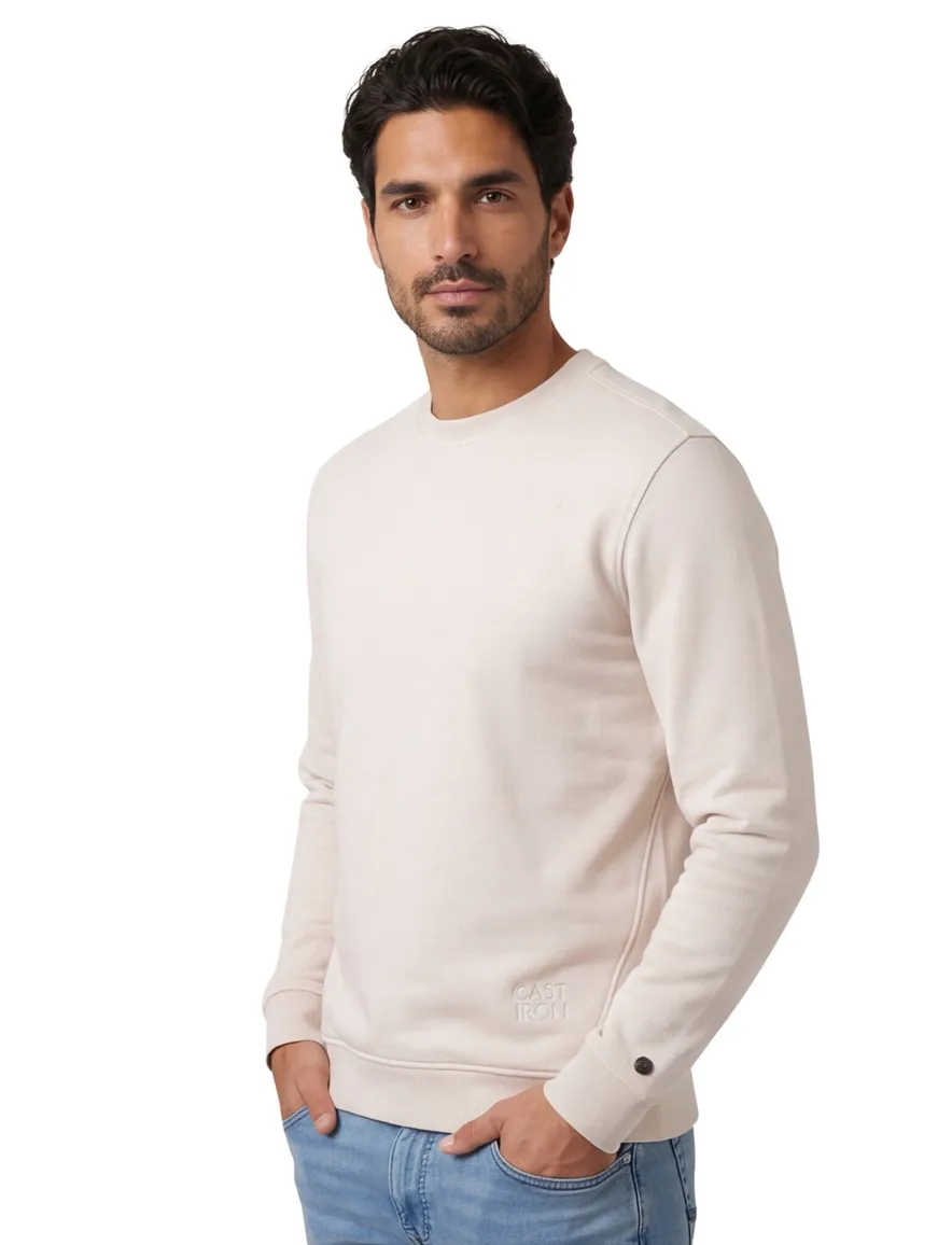 Cast Iron sweater gebroken wit ronde hals