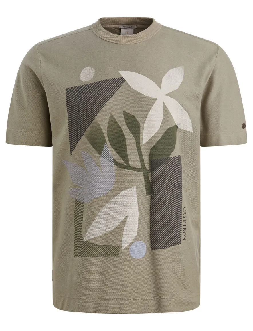 Groen t-shirt Cast Iron opdruk ronde hals