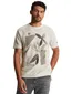 Beige t-shirt Cast Iron met oprduk normale fit