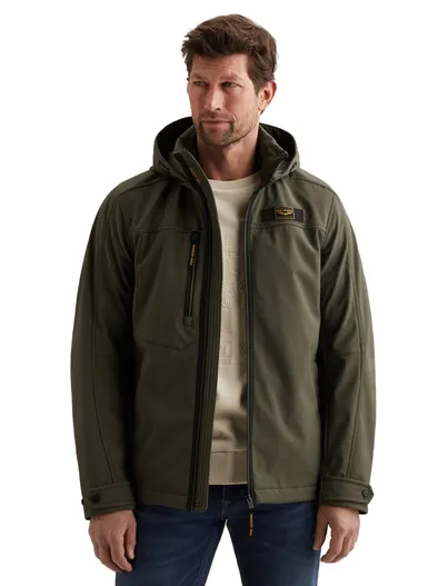 PME Legend Softshell jas PME Legend Successor donkergroen afritsbare capuchon