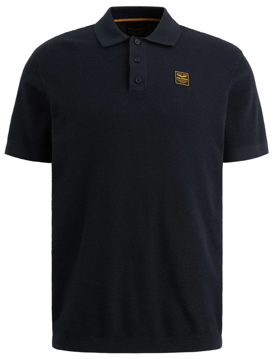 Donkerblauw poloshirt PME Legend drie knoopssluiting