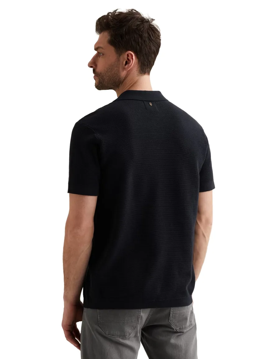 Donkerblauw poloshirt PME Legend drie knoopssluiting
