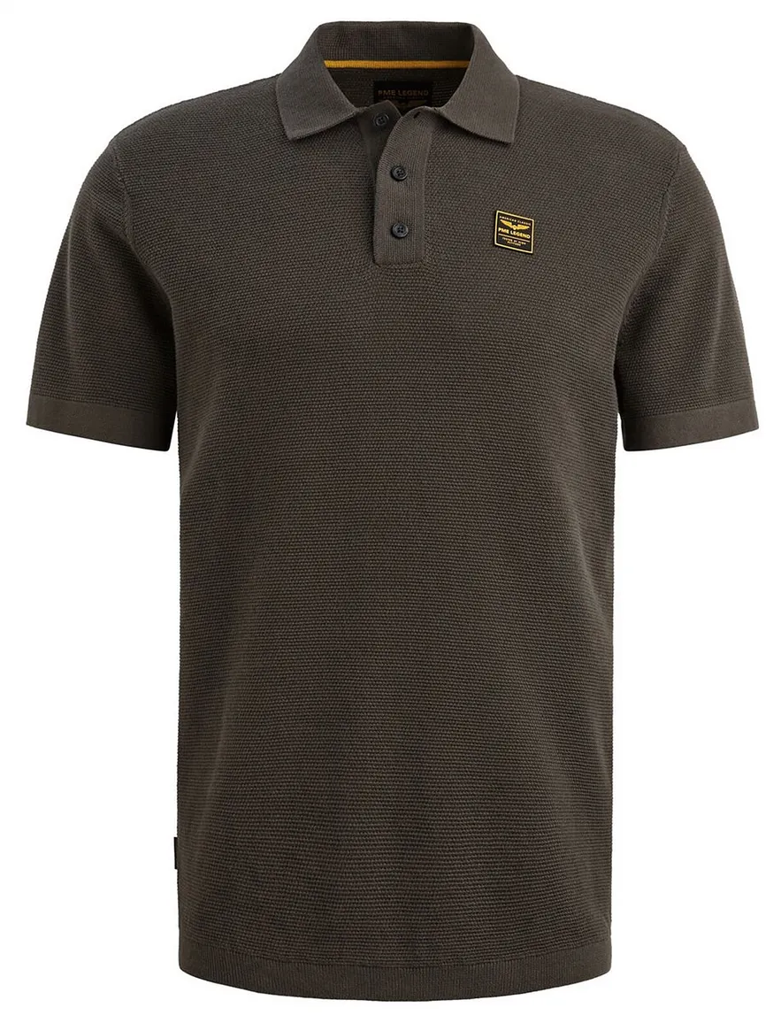PME Legend Poloshirt donkergroen structuur