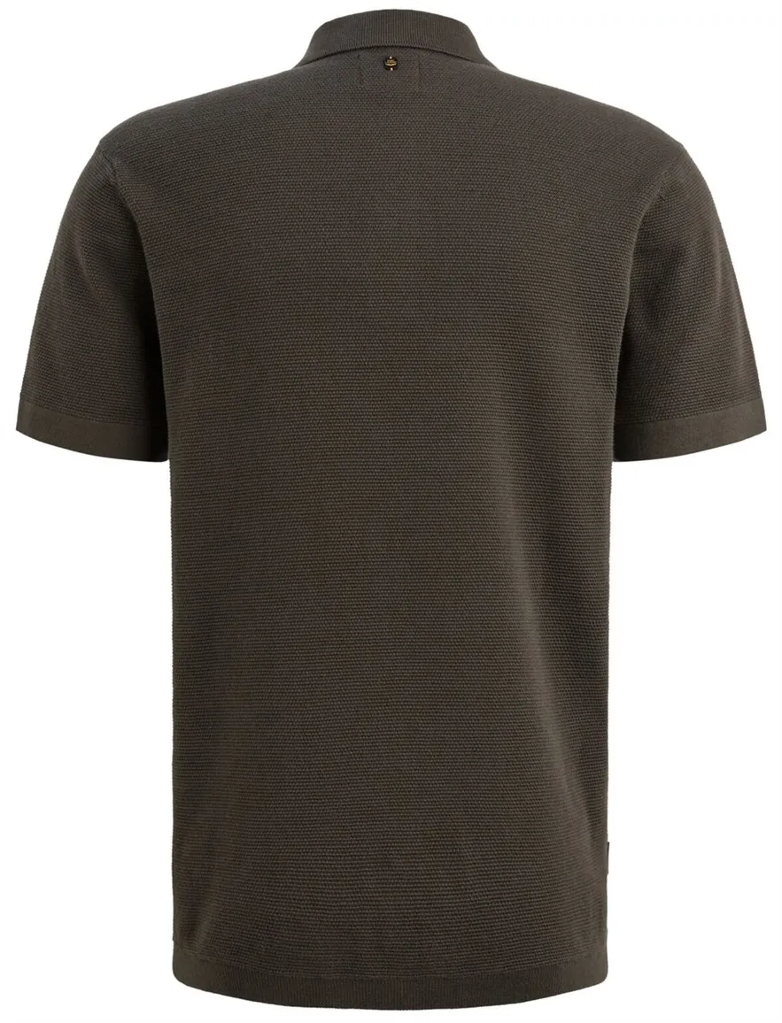 PME legend poloshirt donkergroen fijn gebreide structuur