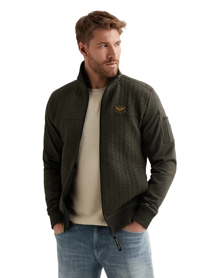 PME Legend vest donkergroen structuur sweat stof