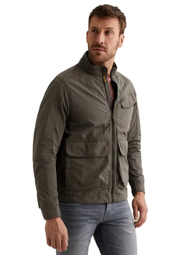 PME Legend Bruine jas PME Legend Cargo grijs zakken normale fit rits